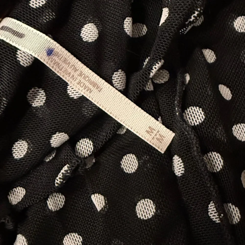 Free People Charlie Printed Mesh Layering Top Luna Dot Black White Small